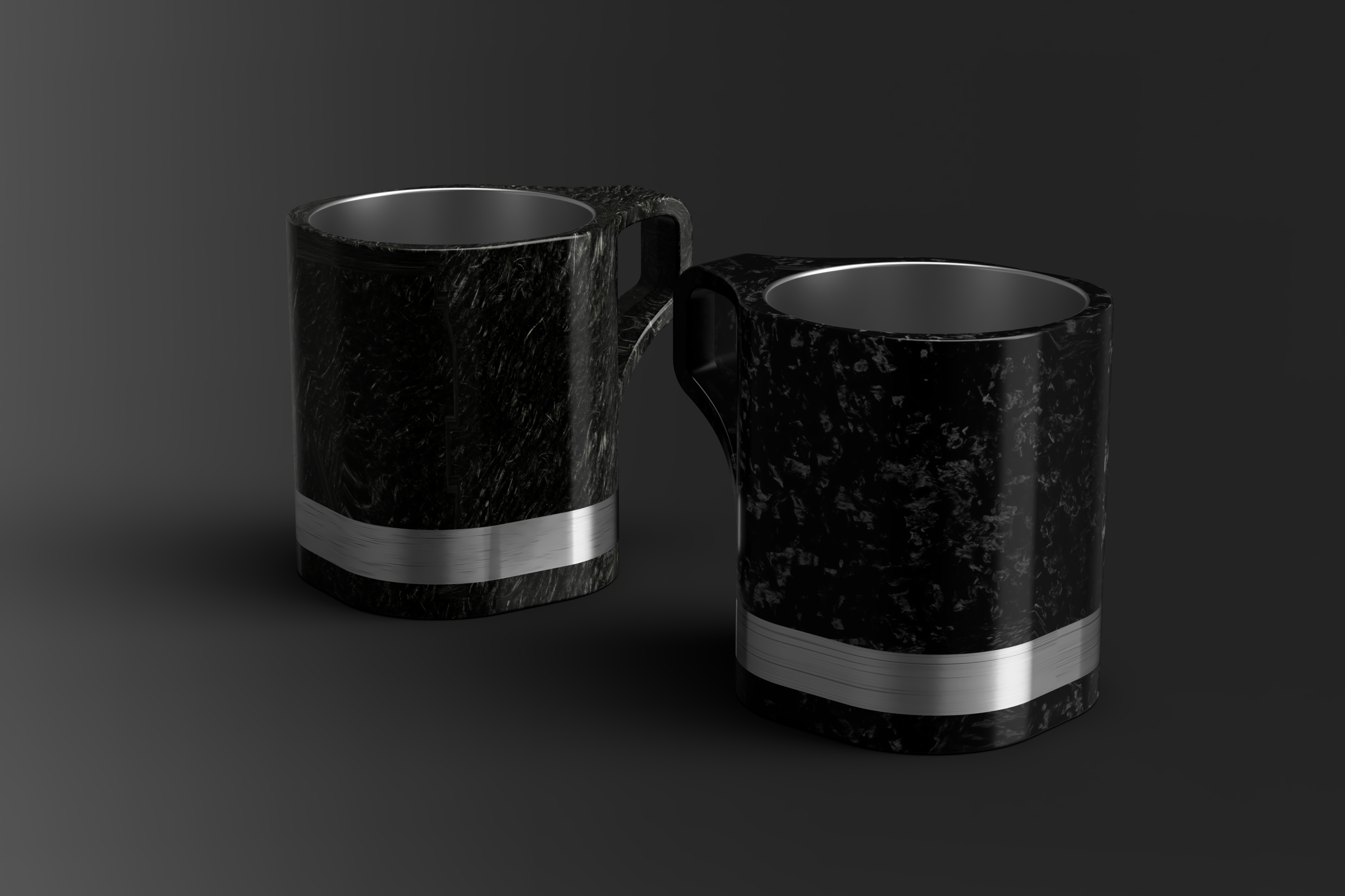 Genuine carbon fibre mugs (coffee cups) using recycled or carbon neutral virgin fibres