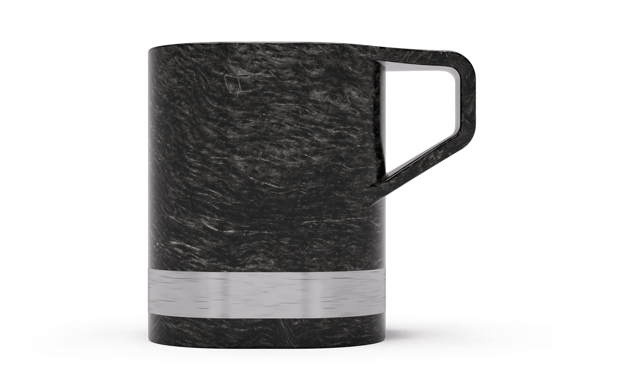 Luxury Mug made from 100% recycled carbon fiber with a metal strip