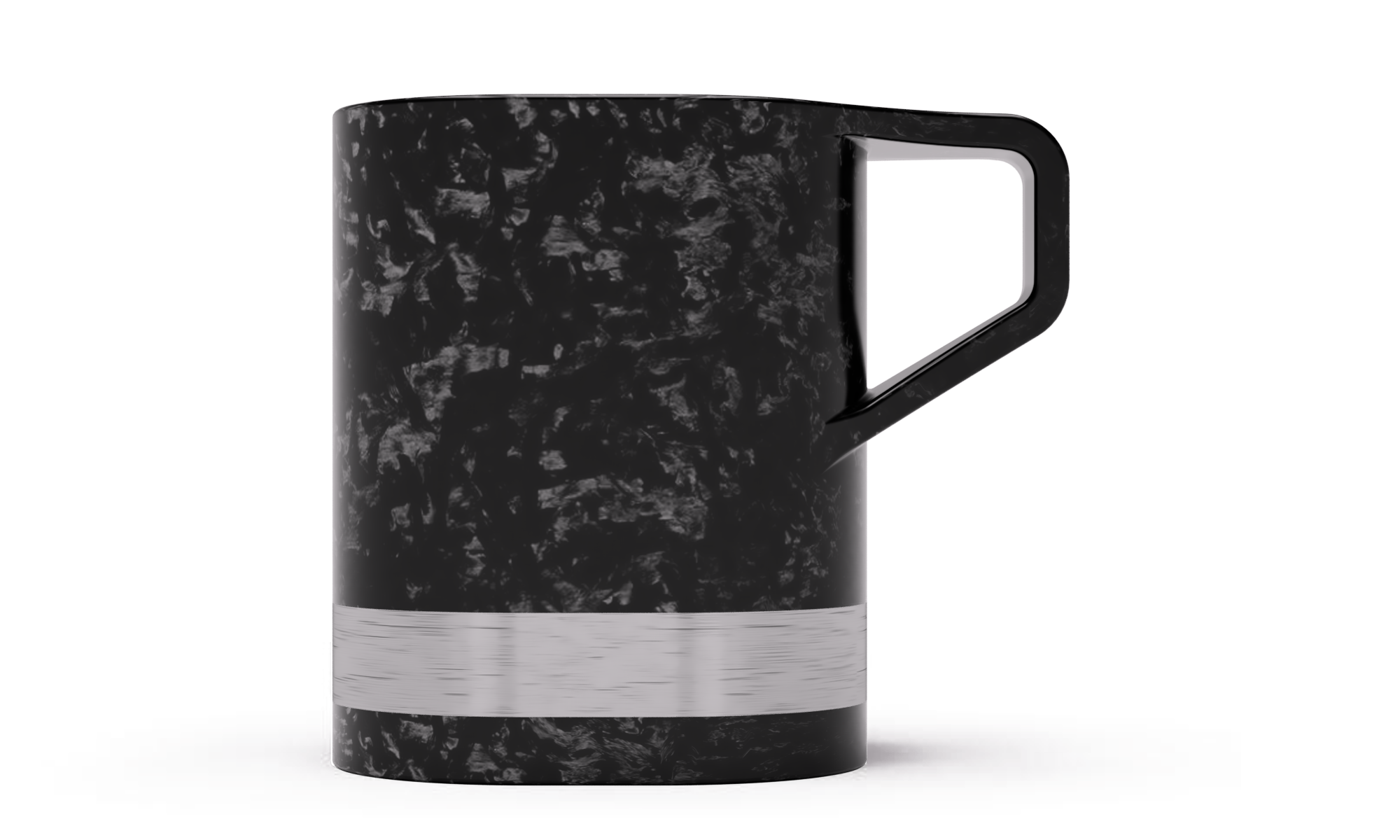 Luxury Mug made from 100% carbon fiber with a metal strip